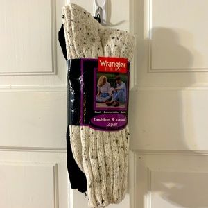 NWT Vintage ‘90s Wrangler Hero Black Natural Speckled Cotton Blend Men’s Socks